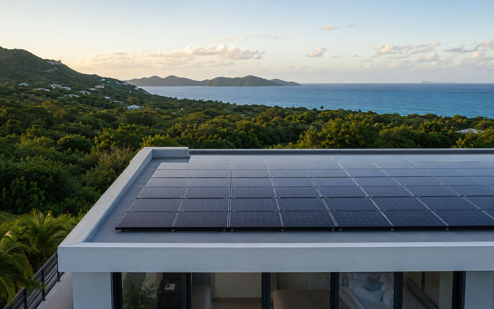 Solar panels on a Caribbean roof